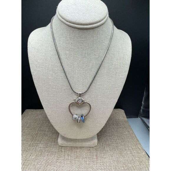 Brighton Charm Holder Necklace Open Heart Reversible Snake Chain 16-18" with Cha - Picture 10 of 10
